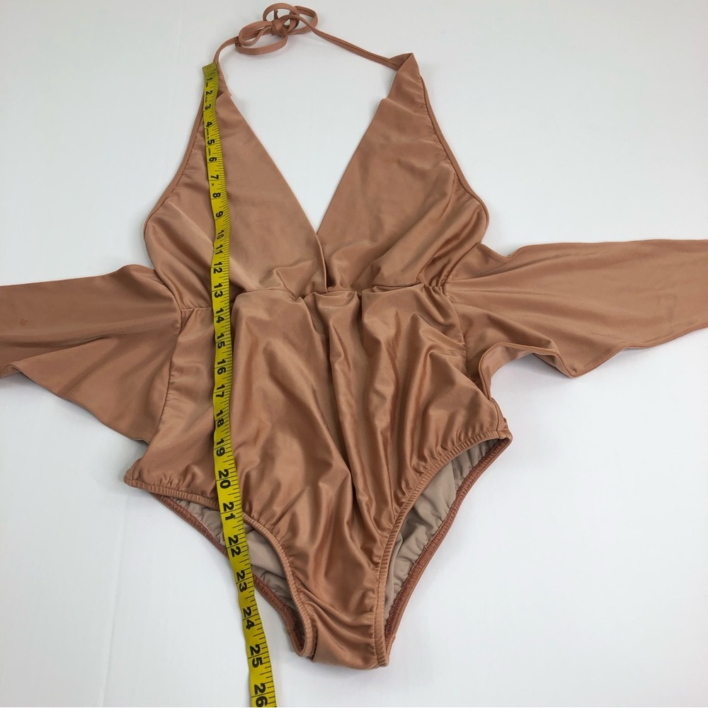 Sculpting Halter One-Piece Swimsuit in Warm Tan - Picture 15 of 16